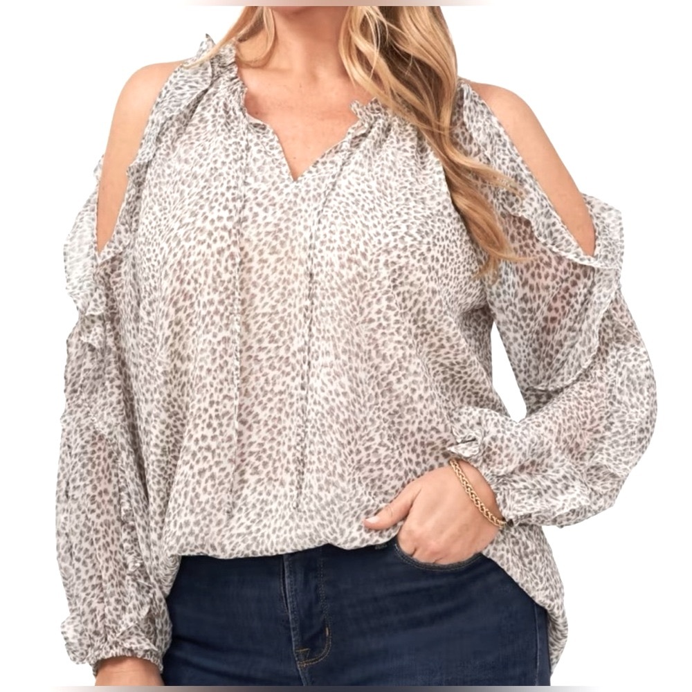 1. State Serene Ruffled Cold Shoulder Blouse, XS